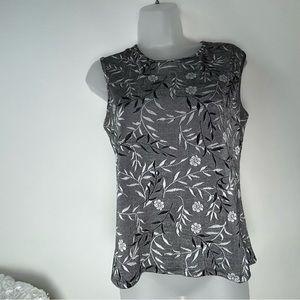 Michele Michelle Black White Gray Floral Tank Top Small